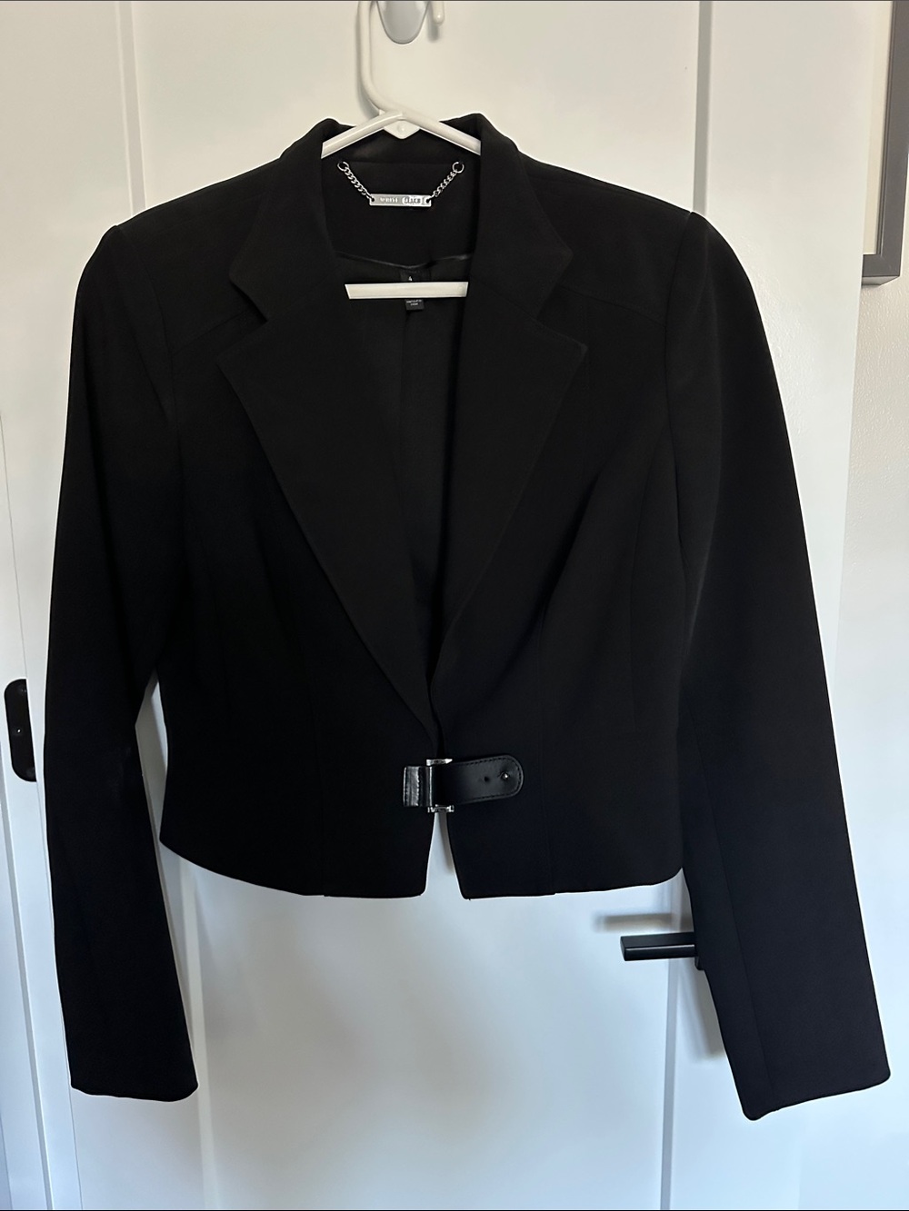 White House Black Market Black Cropped Belted Blazer
